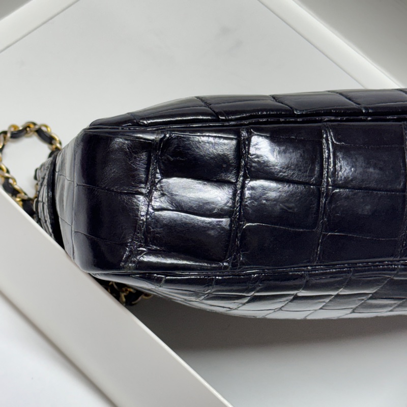 【真鱷魚皮🐊】 Chanel 香奈兒 黑金鱷魚皮 肩背包 專櫃60幾萬！-8