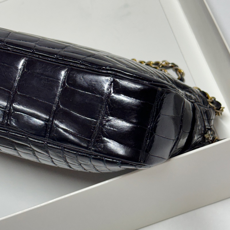 【真鱷魚皮🐊】 Chanel 香奈兒 黑金鱷魚皮 肩背包 專櫃60幾萬！-9