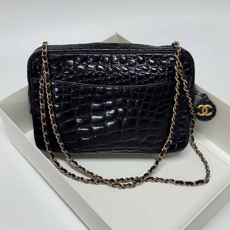 【真鱷魚皮🐊】 Chanel 香奈兒 黑金鱷魚皮 肩背包 專櫃60幾萬！-10