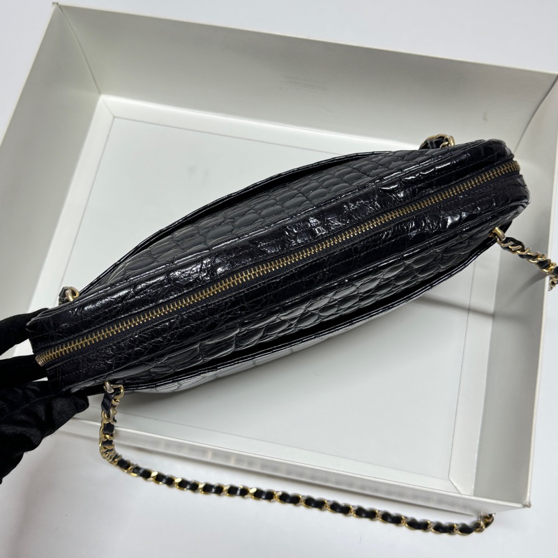 【真鱷魚皮🐊】 Chanel 香奈兒 黑金鱷魚皮 肩背包 專櫃60幾萬！-11