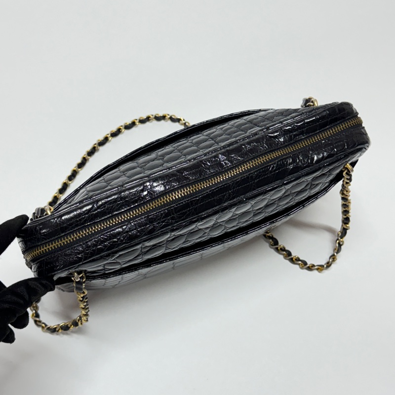 【真鱷魚皮🐊】 Chanel 香奈兒 黑金鱷魚皮 肩背包 專櫃60幾萬！-12
