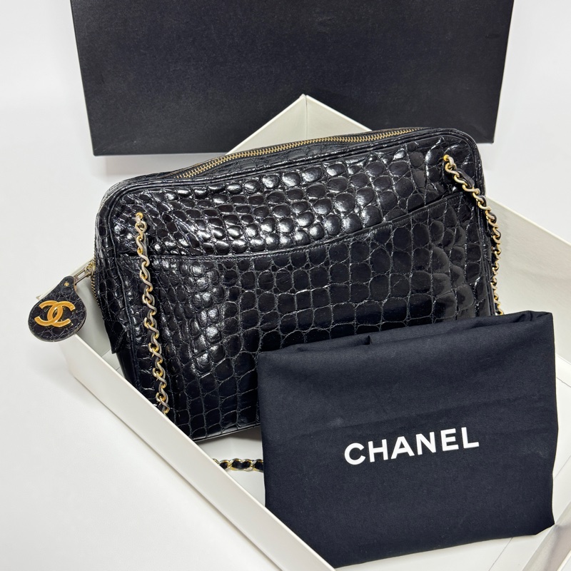 【真鱷魚皮🐊】 Chanel 香奈兒 黑金鱷魚皮 肩背包 專櫃60幾萬！-17