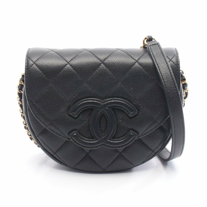 香奈兒 (CHANEL) Matelasse 迷你斜背包，粒面小牛皮材質，黑色，女士款，AS3867-0