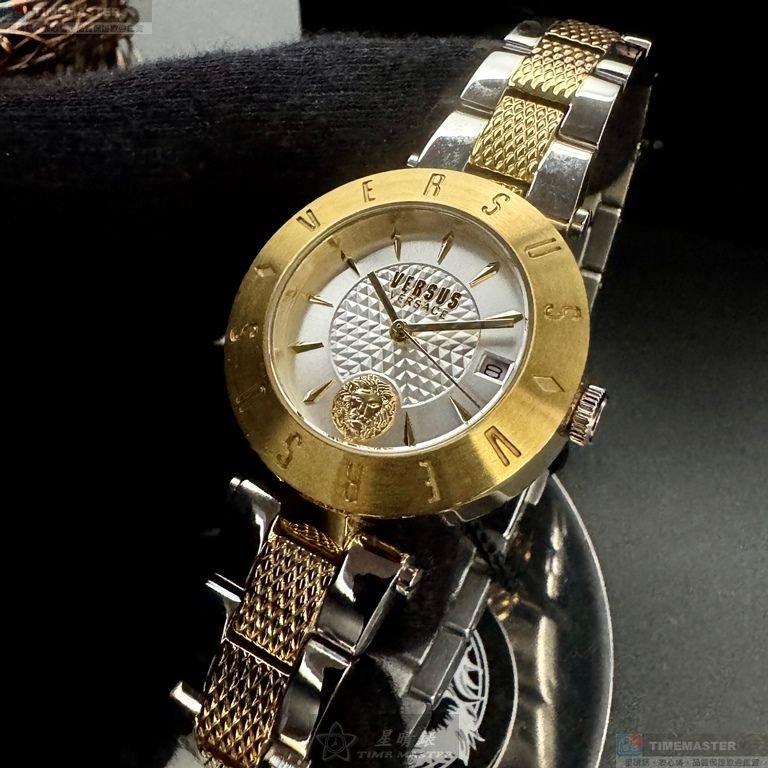 VERSUS VERSACE手錶,編號VV00404,34mm金色錶殼,金銀相間錶帶款-0