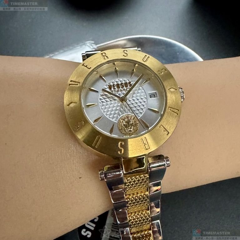 VERSUS VERSACE手錶,編號VV00404,34mm金色錶殼,金銀相間錶帶款-5