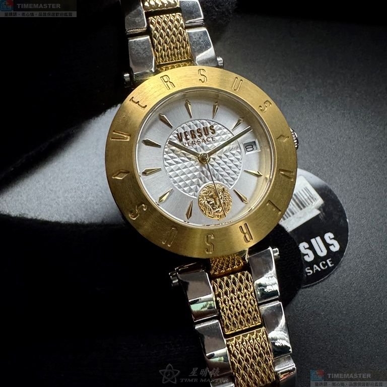 VERSUS VERSACE手錶,編號VV00404,34mm金色錶殼,金銀相間錶帶款-8