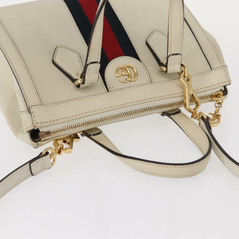 【日本直送】GUCCI Sherry Line Ophidia 手提包 皮革 兩用 白色 金色 547551 正品 156169-5