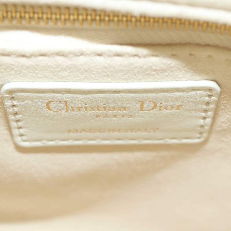 【日本直送】Christian Dior Lady Dior Canage 手袋，羊皮材質，兩用，白色金色，正品 ki6234M-22