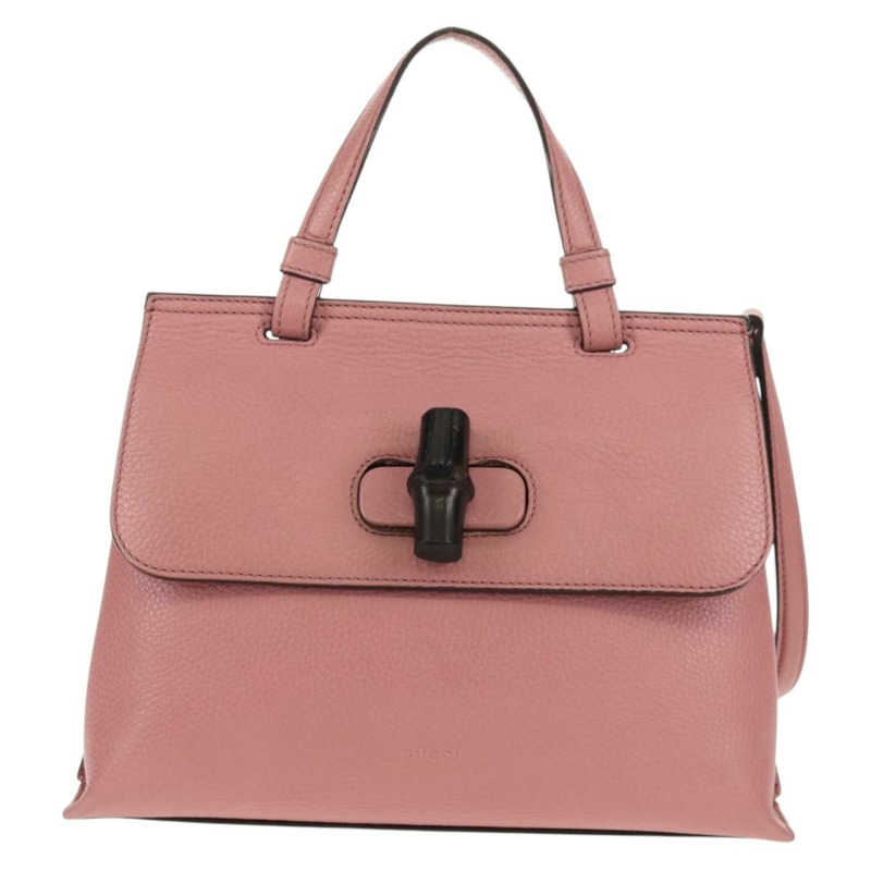 【日本直送】GUCCI Daily Bamboo 皮革雙肩包 粉紅色/銀色 370831 527066 正品 153704V-12