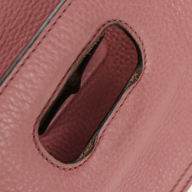 【日本直送】GUCCI Daily Bamboo 皮革雙肩包 粉紅色/銀色 370831 527066 正品 153704V-22