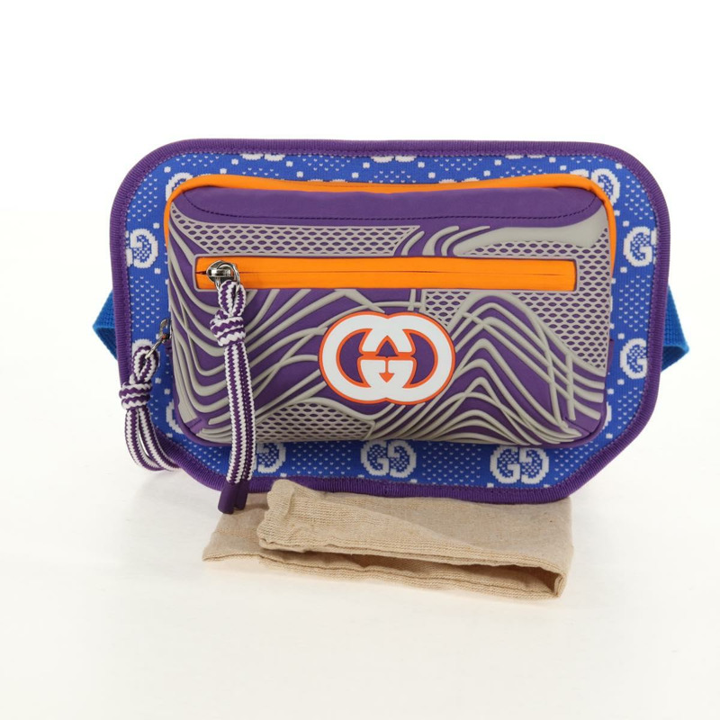 【日本直送】GUCCI 尼龍腰包 藍色 銀色 752102 正品 BA8729V-11