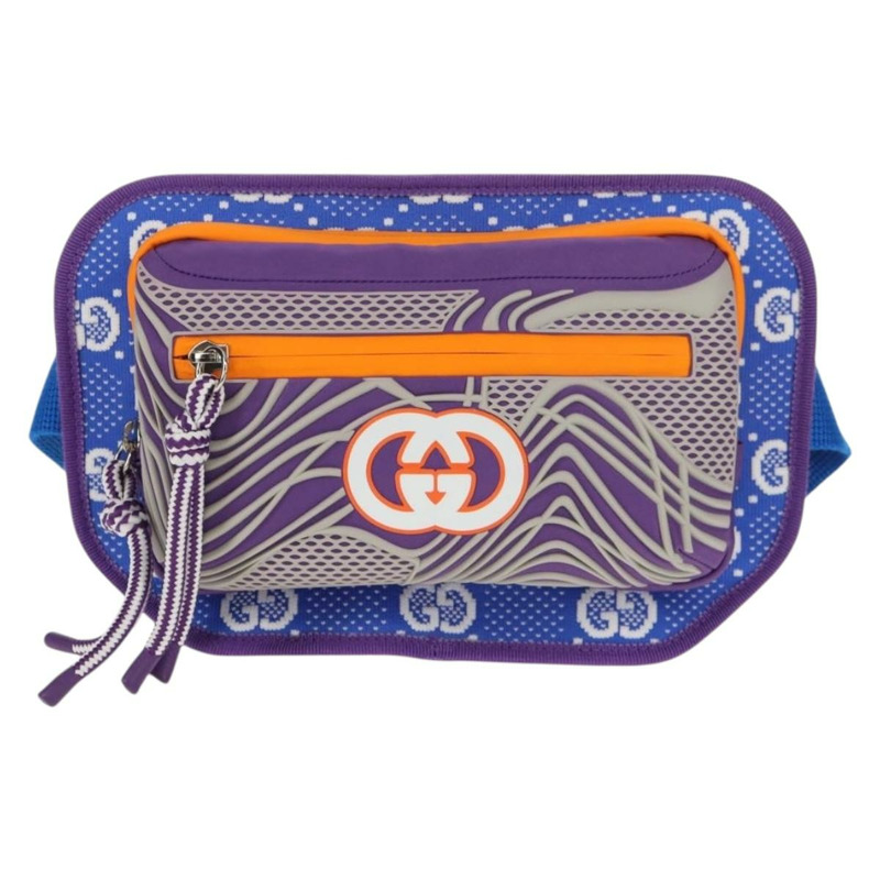 【日本直送】GUCCI 尼龍腰包 藍色 銀色 752102 正品 BA8729V-12