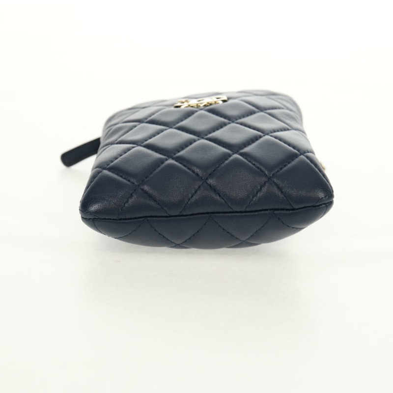 【日本直送】香奈兒 (CHANEL) 絎縫鏈條手機包，羊皮材質，海軍藍金色雙C標誌，正品 BA8715SAV-4