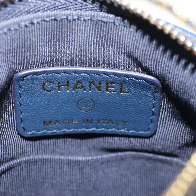 【日本直送】香奈兒 (CHANEL) 絎縫鏈條手機包，羊皮材質，海軍藍金色雙C標誌，正品 BA8715SAV-26