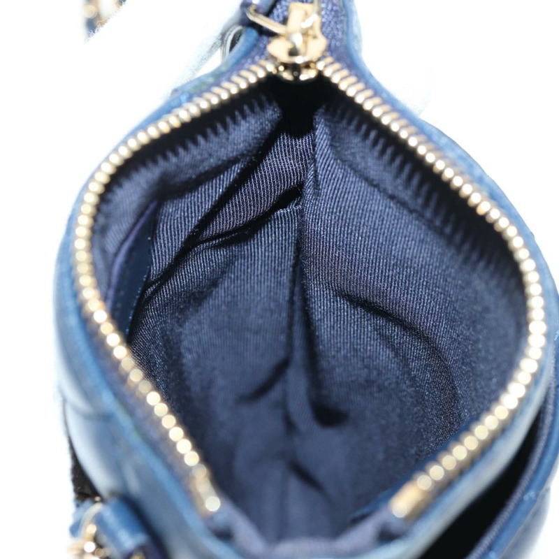 【日本直送】香奈兒 (CHANEL) 絎縫鏈條手機包，羊皮材質，海軍藍金色雙C標誌，正品 BA8715SAV-28