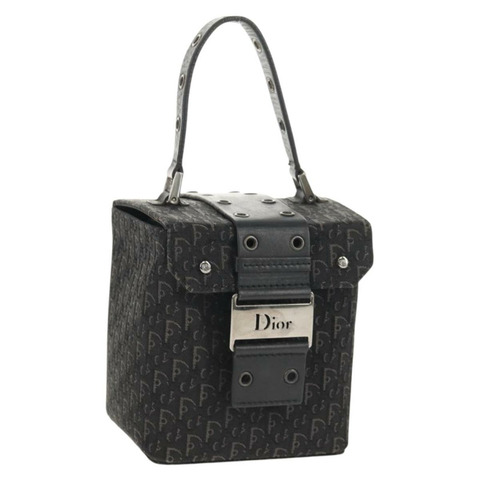 Christian Dior Trotter帆布化妝包 黑色銀色 正品 153737V