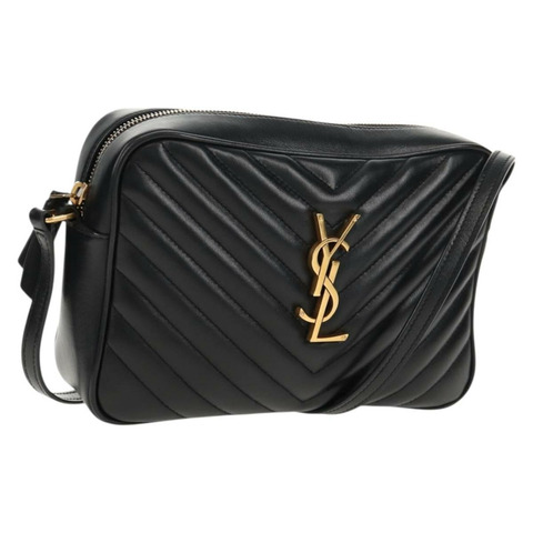 SAINT LAURENT 羊皮單肩包 黑色 金色 正品 153740SAM
