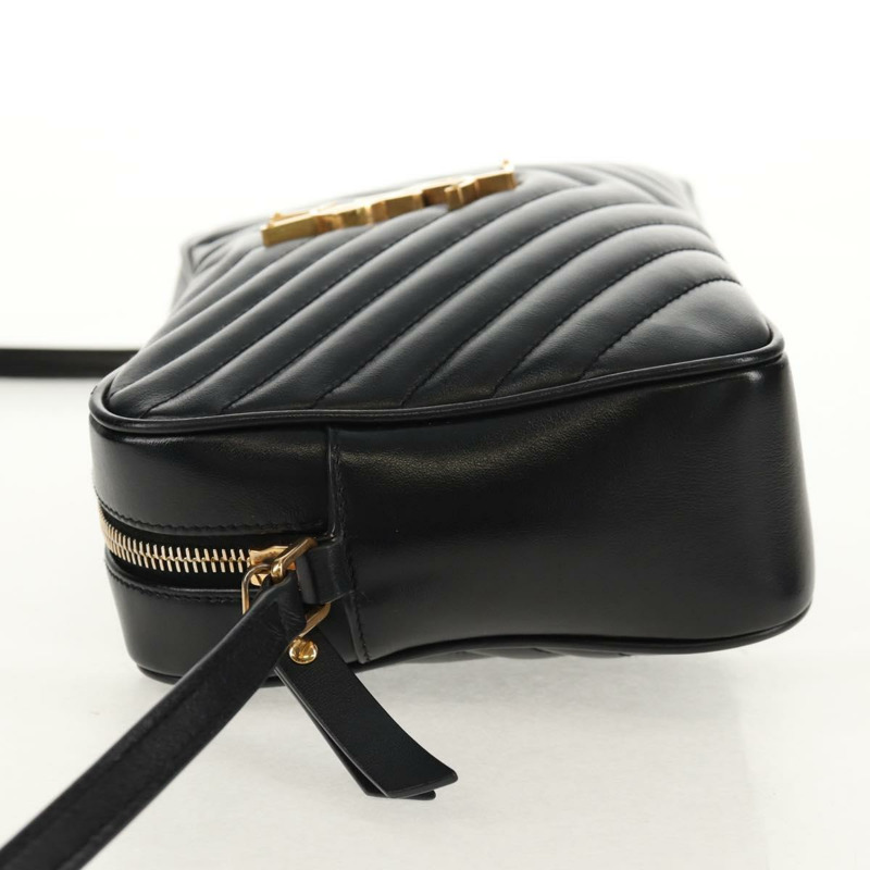 【日本直送】SAINT LAURENT 羊皮單肩包 黑色 金色 正品 153740SAM-2