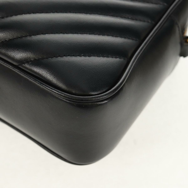 【日本直送】SAINT LAURENT 羊皮單肩包 黑色 金色 正品 153740SAM-15