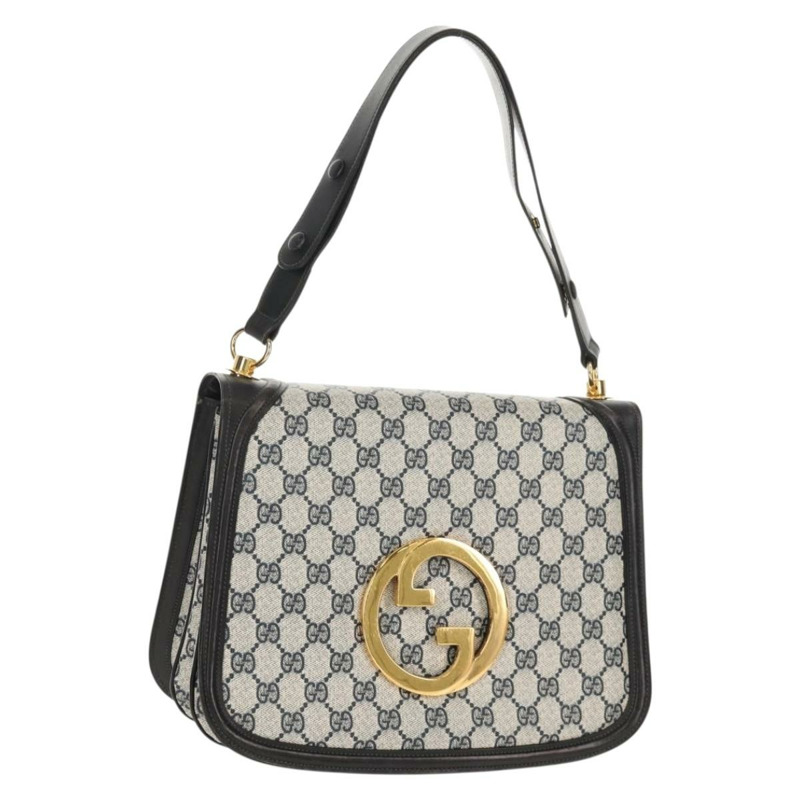 【日本直送】GUCCI GG 互扣式 Supreme 單肩包 PVC 海軍藍 金色 正品 155554V-0