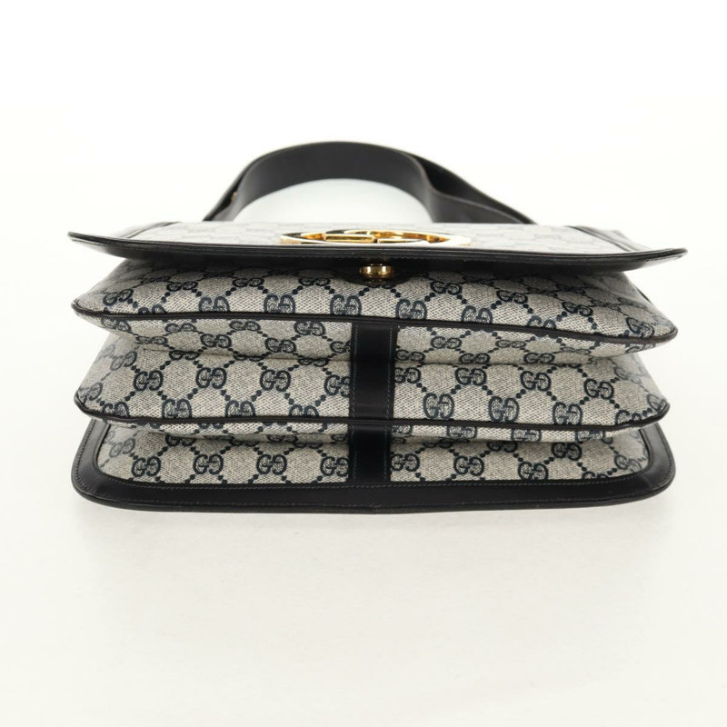 【日本直送】GUCCI GG 互扣式 Supreme 單肩包 PVC 海軍藍 金色 正品 155554V-4