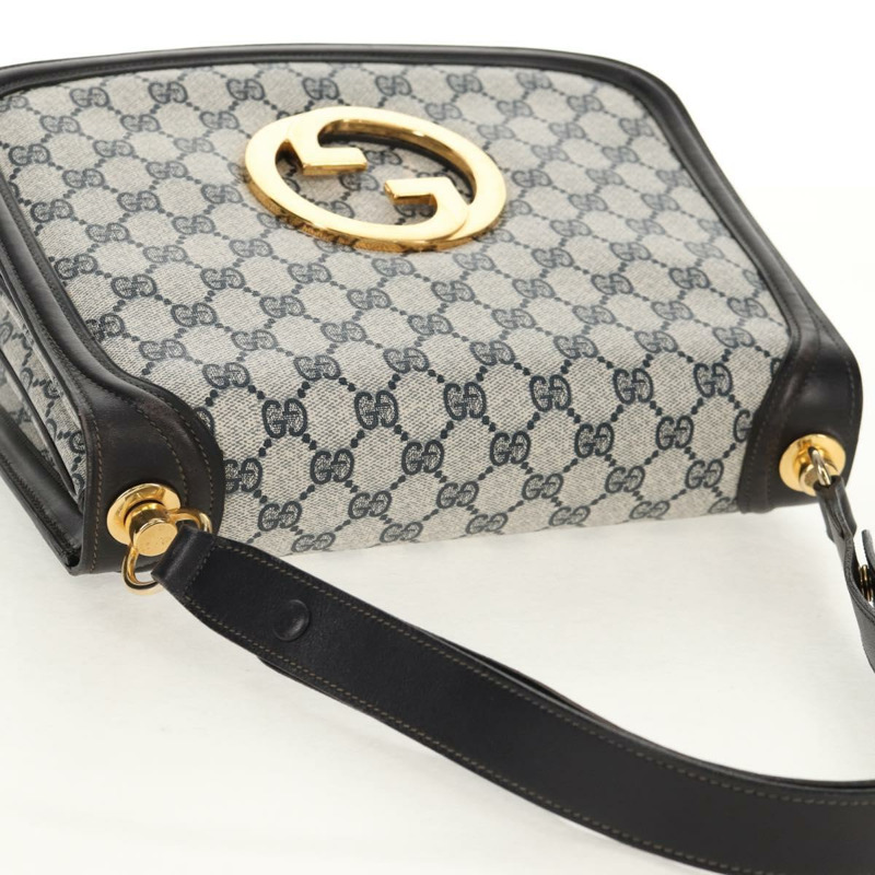 【日本直送】GUCCI GG 互扣式 Supreme 單肩包 PVC 海軍藍 金色 正品 155554V-6