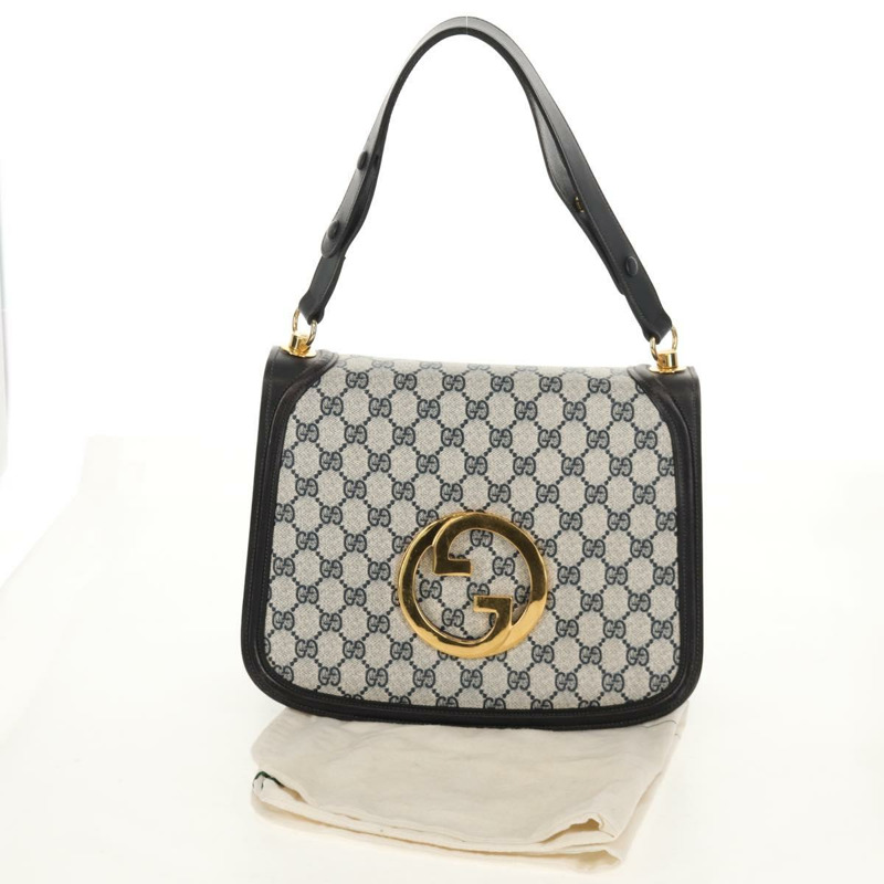 【日本直送】GUCCI GG 互扣式 Supreme 單肩包 PVC 海軍藍 金色 正品 155554V-11