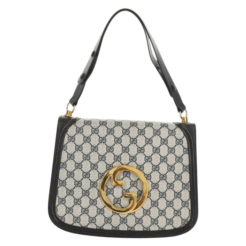 【日本直送】GUCCI GG 互扣式 Supreme 單肩包 PVC 海軍藍 金色 正品 155554V-12