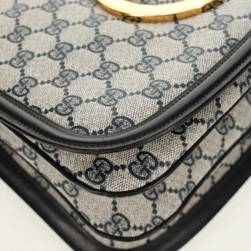 【日本直送】GUCCI GG 互扣式 Supreme 單肩包 PVC 海軍藍 金色 正品 155554V-14