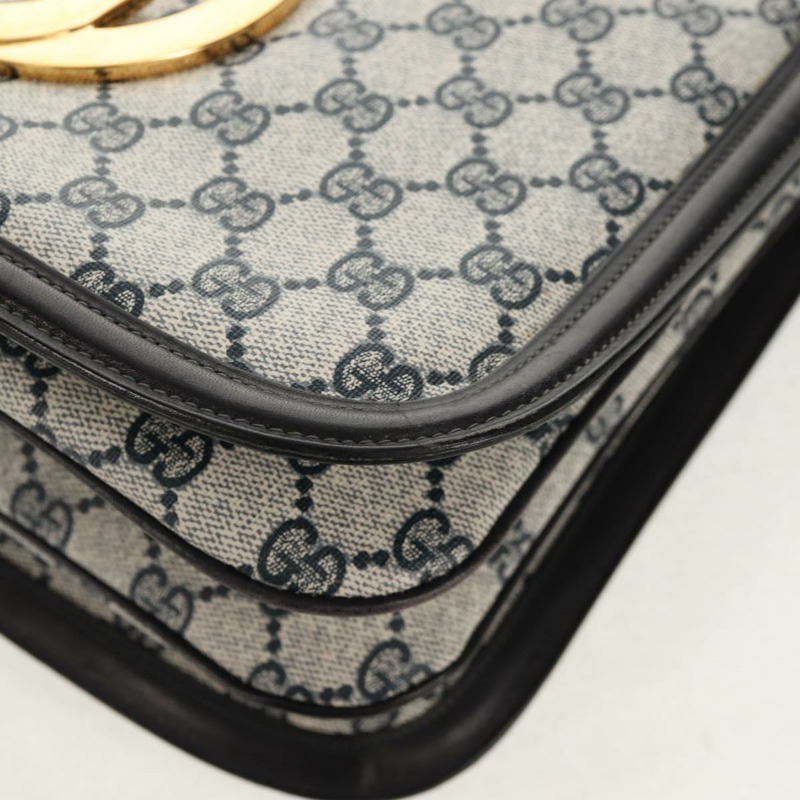 【日本直送】GUCCI GG 互扣式 Supreme 單肩包 PVC 海軍藍 金色 正品 155554V-15