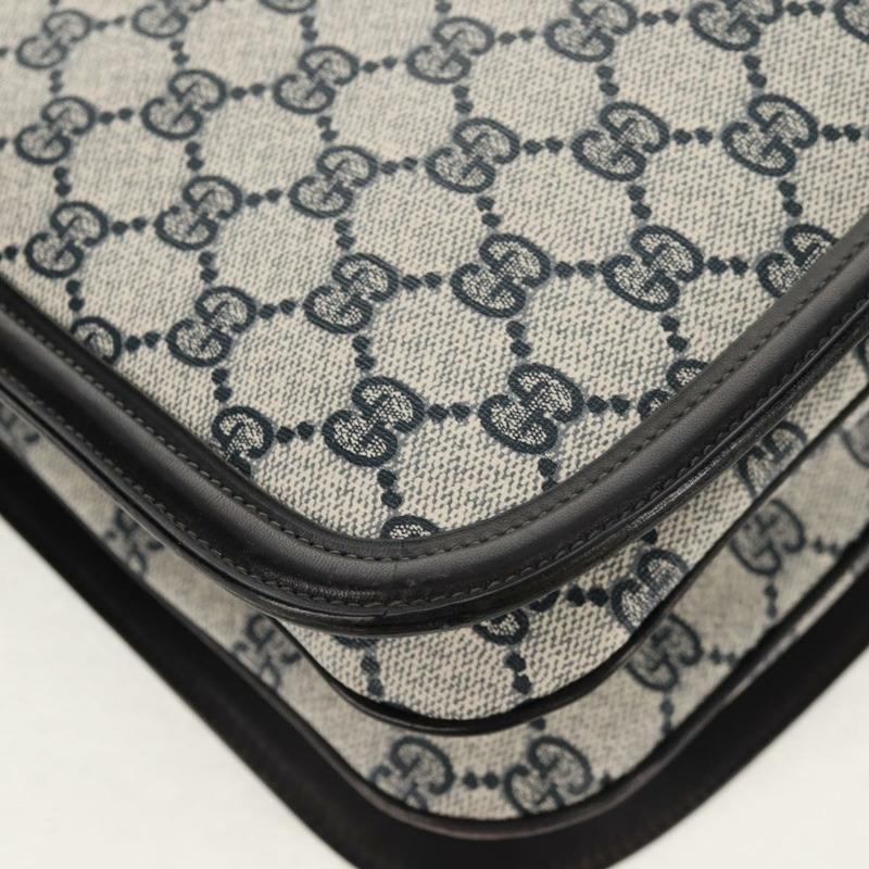 【日本直送】GUCCI GG 互扣式 Supreme 單肩包 PVC 海軍藍 金色 正品 155554V-16