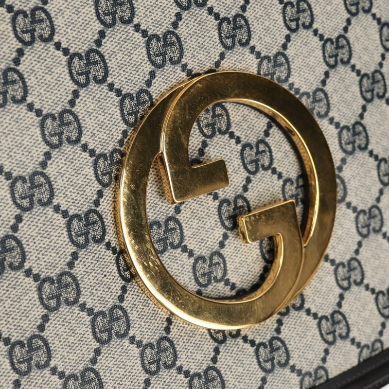 【日本直送】GUCCI GG 互扣式 Supreme 單肩包 PVC 海軍藍 金色 正品 155554V-18