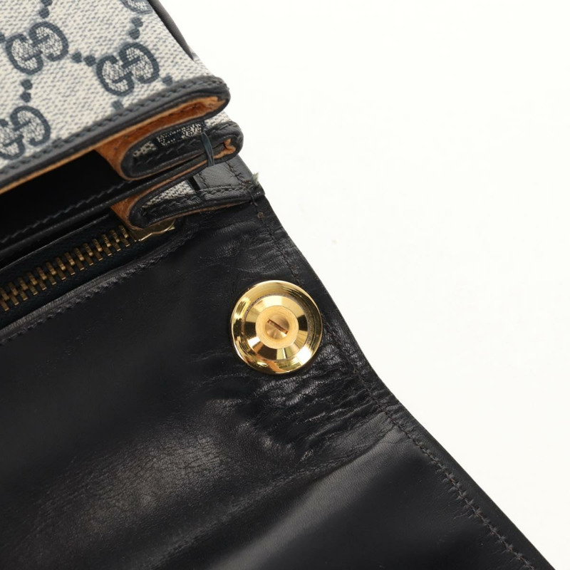 【日本直送】GUCCI GG 互扣式 Supreme 單肩包 PVC 海軍藍 金色 正品 155554V-20