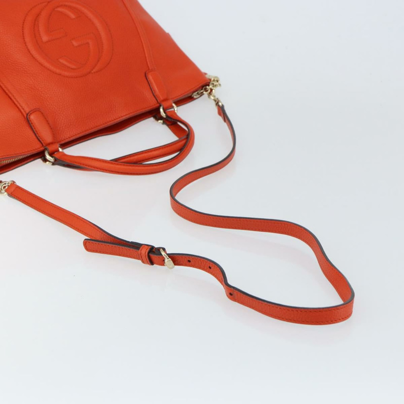 【日本直送】GUCCI Soho 手提包 皮革 兩用 橙色/金色 369176 正品 am10017V-7
