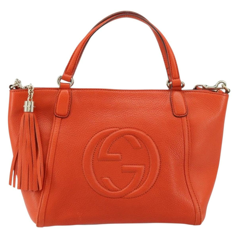 【日本直送】GUCCI Soho 手提包 皮革 兩用 橙色/金色 369176 正品 am10017V-12
