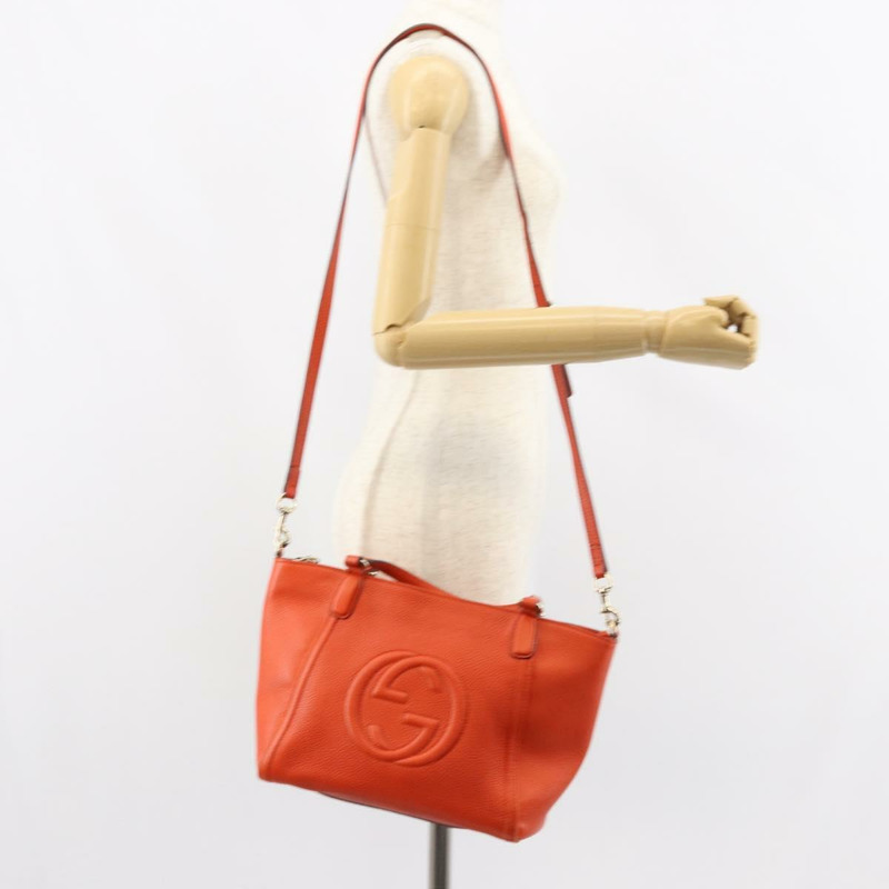 【日本直送】GUCCI Soho 手提包 皮革 兩用 橙色/金色 369176 正品 am10017V-23