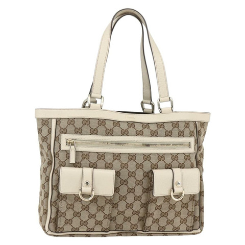 GUCCI GG帆布Abbey托特包 米色 金色 146247 正品 yk19639V