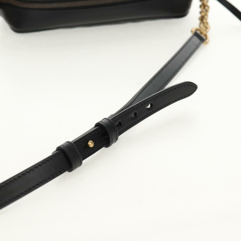 【日本直送】GUCCI GG Marmont 鏈條肩背包，黑色皮革，金色，貨號 447632，正品 am9985M-7