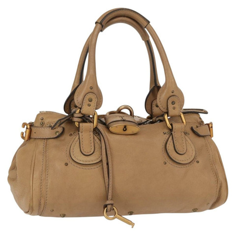 Chloe Paddington 手提包 皮革 米色 金 銀色 正品 am10046V