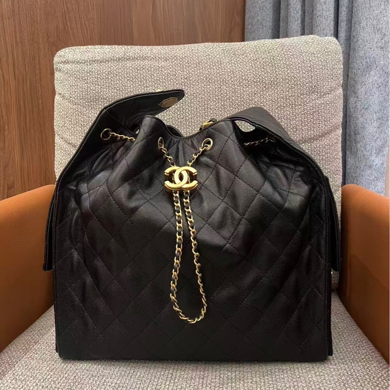 🔥新到：全🆕 Chanel/香奈兒 25bag黑金荔枝紋牛皮，尺寸：40×30 中號-0