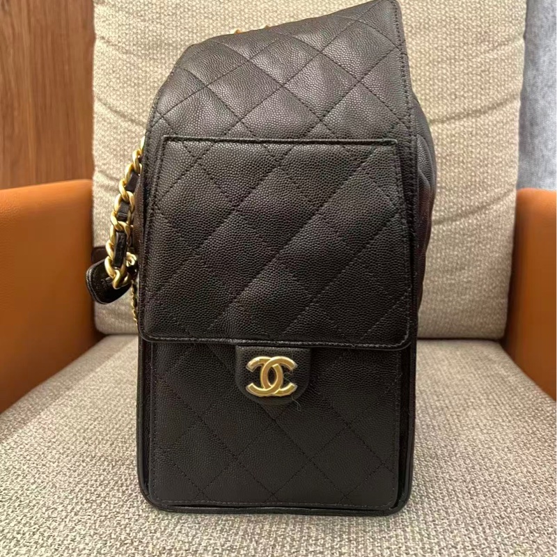 🔥新到：全🆕 Chanel/香奈兒 25bag黑金荔枝紋牛皮，尺寸：40×30 中號-3