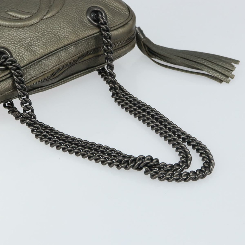 【日本直送】GUCCI 鏈條單肩包 皮革 金色 308983 正品 ka653-6