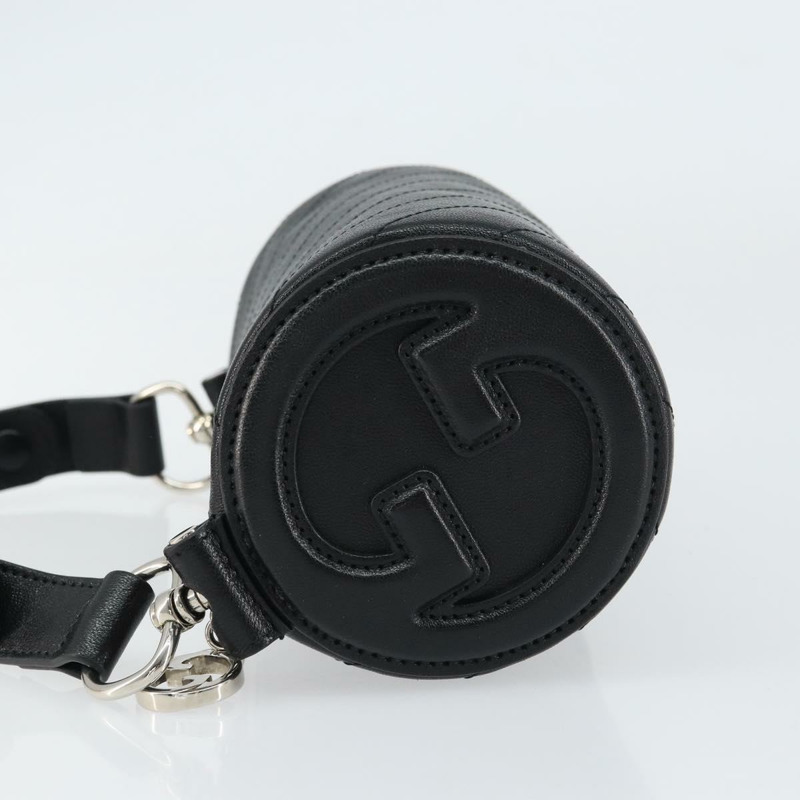 【日本直送】GUCCI 黑色銀色皮革單肩包 760170 正品 ka793V-3