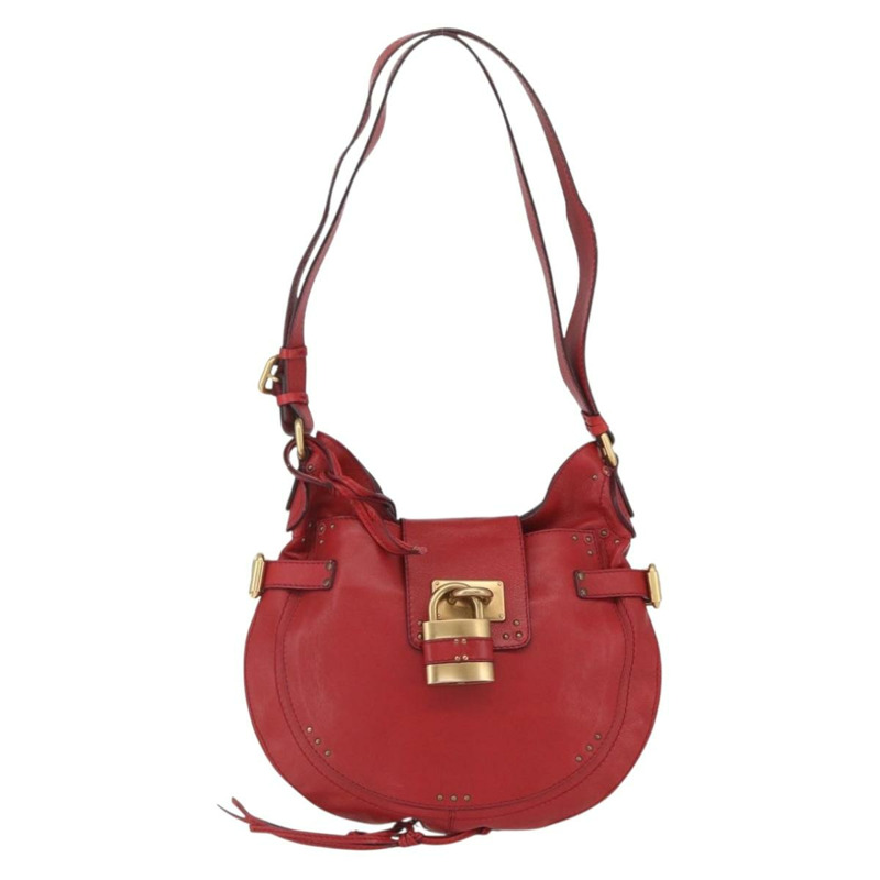 【日本直送】Chloe Paddington 單肩包，紅色金色皮革，正品，貨號 157807V-12