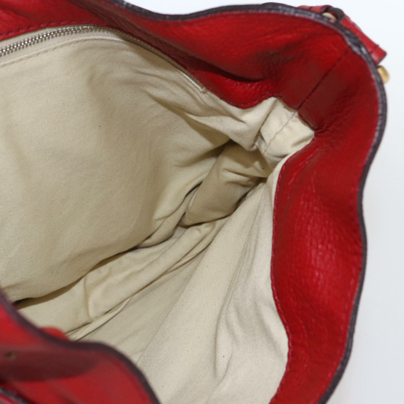 【日本直送】Chloe Paddington 單肩包，紅色金色皮革，正品，貨號 157807V-24