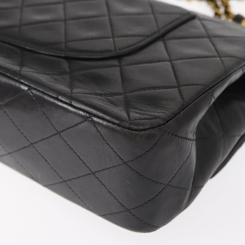 【日本直送】香奈兒 Matelasse 25 雙蓋鏈條包，羊皮材質，黑色，金色雙C標誌，正品編號 BA9003SAV-16