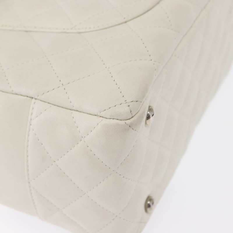 【日本直送】香奈兒 (CHANEL) 絎縫保齡球包 Cambon 系列小牛皮 白色 黑色 CC 標誌 Auth 156643V-14