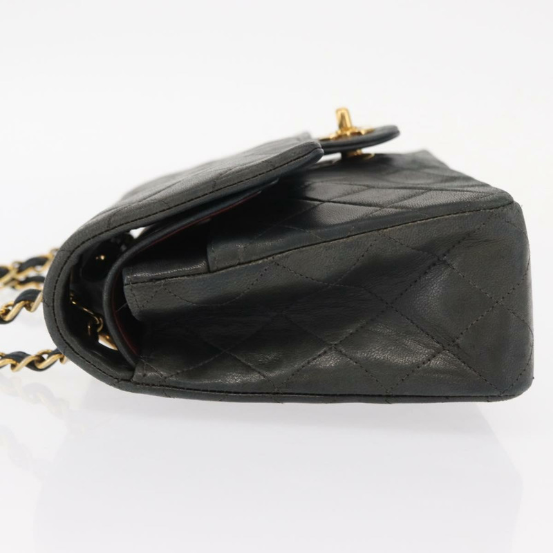 【日本直送】香奈兒 Matelasse 25 雙蓋鏈條包 羊皮 海軍藍 金色 CC 標誌 正品 158358SAV-3