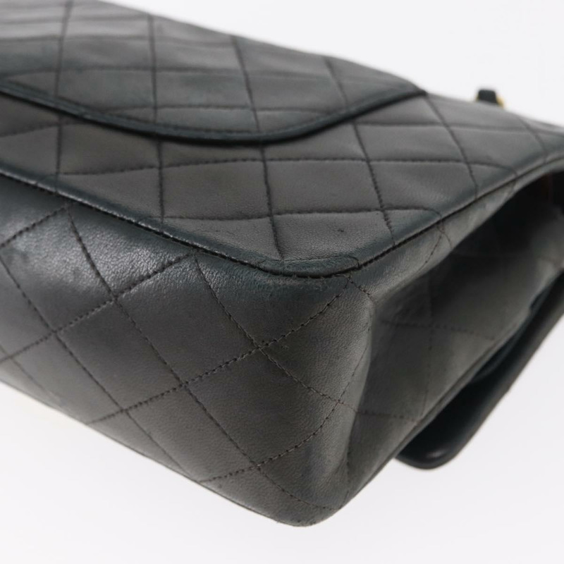 【日本直送】香奈兒 Matelasse 25 雙蓋鏈條包 羊皮 海軍藍 金色 CC 標誌 正品 158358SAV-15