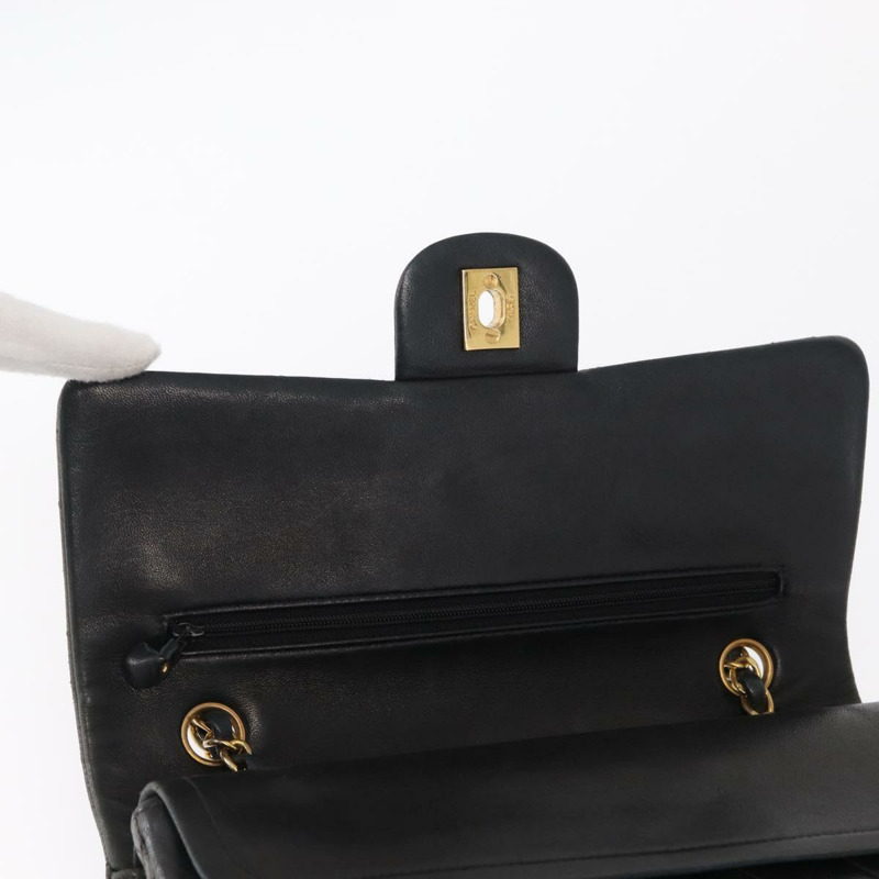 【日本直送】香奈兒 Matelasse 25 雙蓋鏈條包 羊皮 海軍藍 金色 CC 標誌 正品 158358SAV-17